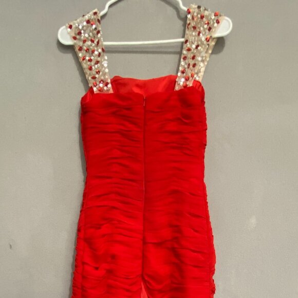 Dressale Red Chiffon Beaded Strap Formal Dress Prom Evening Gown SMALL - Picture 9 of 13